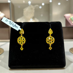 GOLD EARRINGS- (WGT: 0.960 GM APPROX) BIS CERTIFIED HUID HALLMARK 9KT GOLD EARRINGS 1 PAIR FOR WOMEN (BEST FOR GIFT IN MARRIAGE).