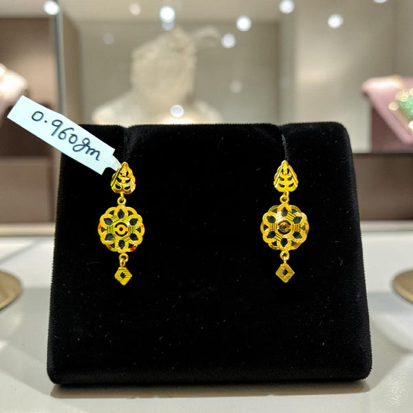 GOLD EARRINGS- (WGT: 0.960 GM APPROX) BIS CERTIFIED HUID HALLMARK 9KT GOLD EARRINGS 1 PAIR FOR WOMEN (BEST FOR GIFT IN MARRIAGE).