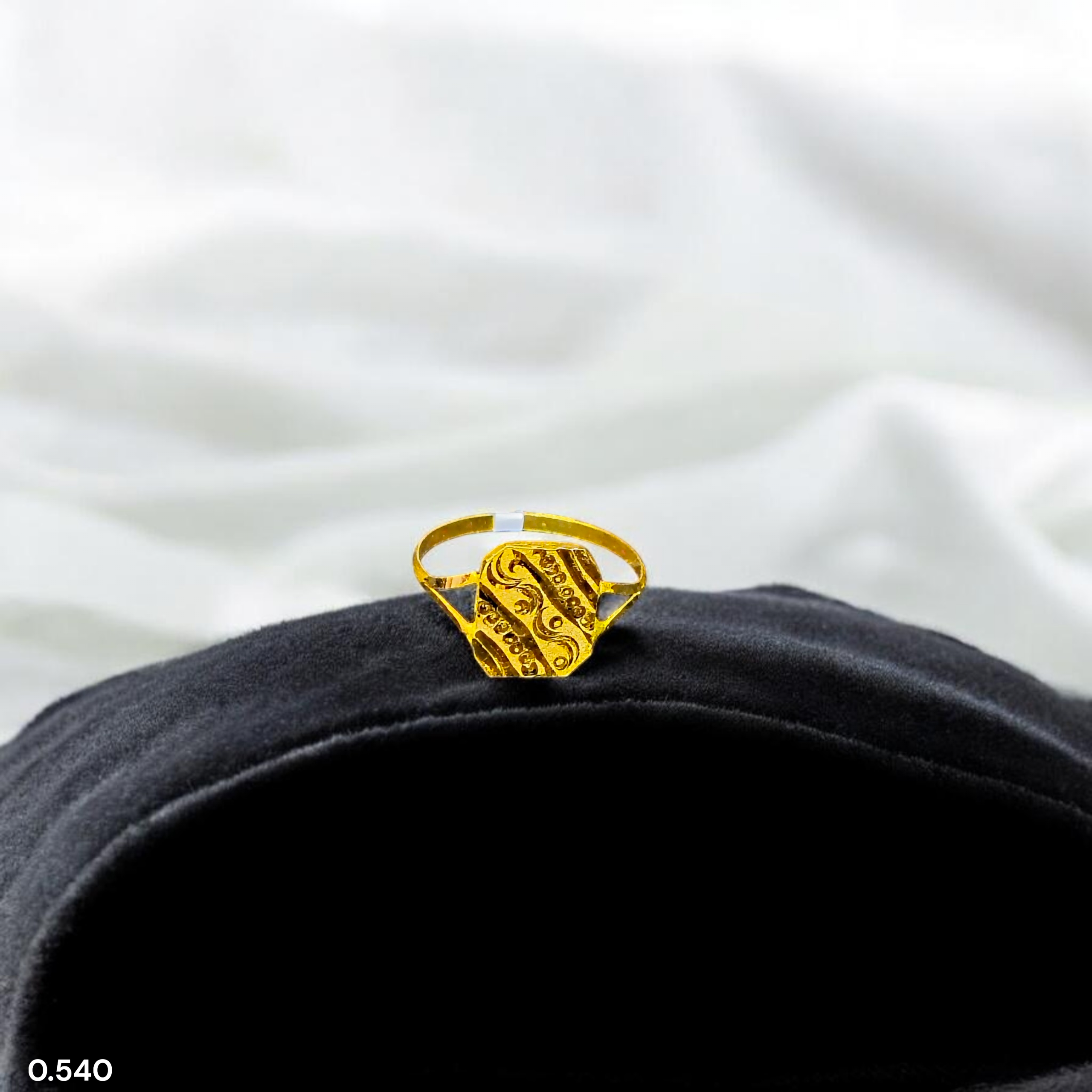 BABY JEWELLERY- TRJ WGT: 0.540 GM APPROX 22KT HUID HALLMARK GOLD BABY FINGER RING 1 PIECE FOR RICE CEREMONY & BIRTHDAY.