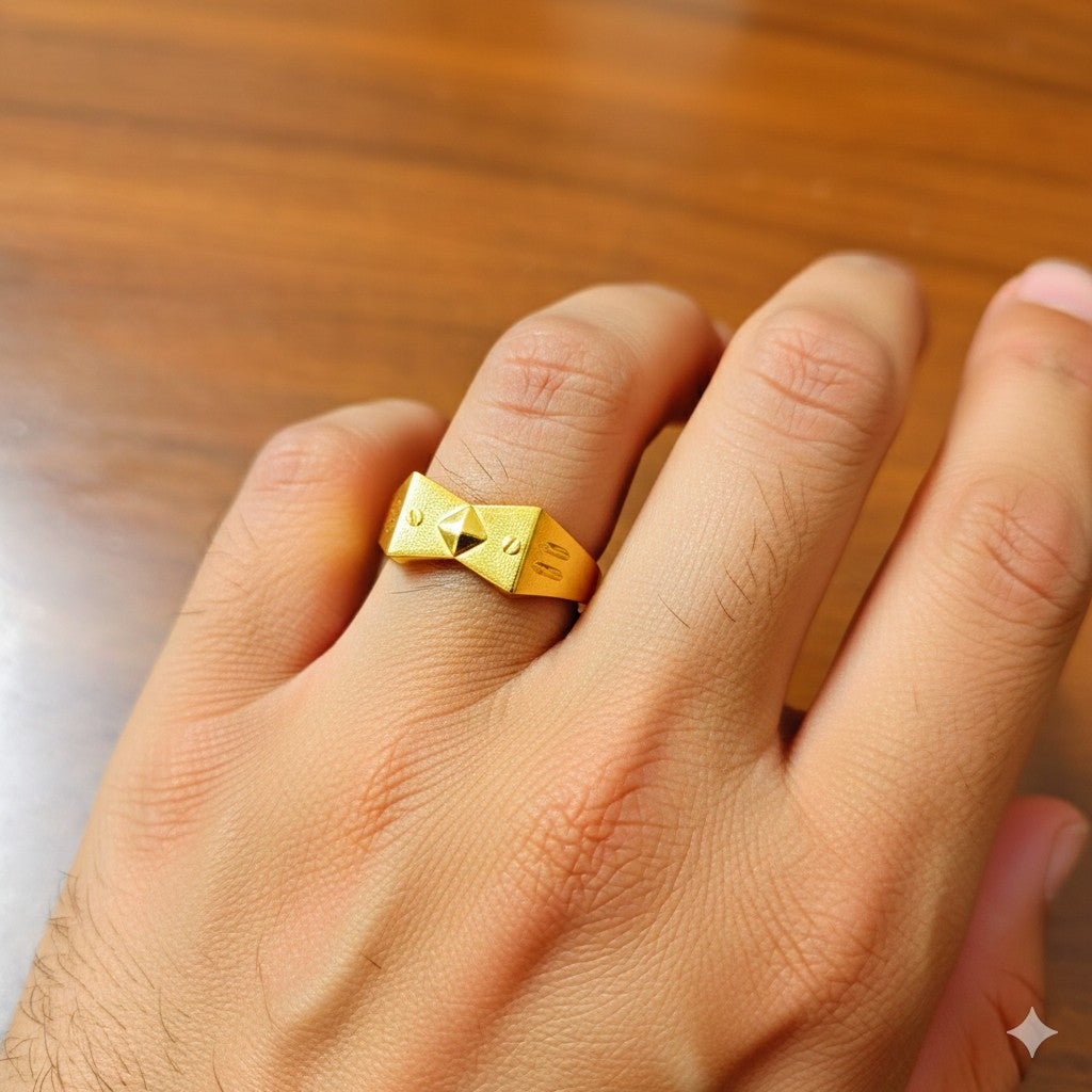 (GGFR9) TRJ (SIZE: 20) WGT: 1.030 GM APPROX BIS CERTIFIED HUID HALLMARK 9KT GOLD FINGER RING FOR MEN 1 PIECE FOR REGULAR USE.