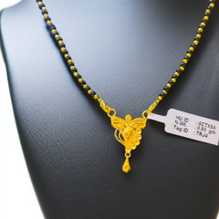 TRJ WGT: 0.850 GM APPROX 22KT HUID HALLMARK GOLD PENDANT MANGALSUTRA 1 PIECE WITH TASSEL.