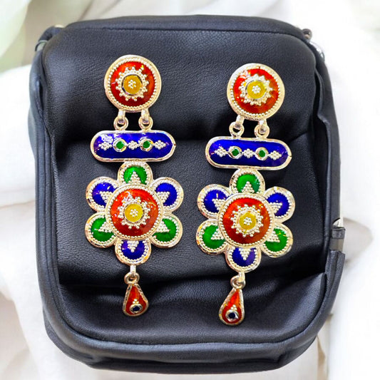 FESTIVE SILVER OFFER (PREMIUM JEWELLERY) CERTIFIED HALLMARK 925 SILVER HASULI NECKLACE 1 PIECE WITH EARRINGS (MINAKARI MANIPUR DESIGN) APPROX WGT: 56.600 GM (1 PIECE) FOR BEAUTIFUL WOMEN.