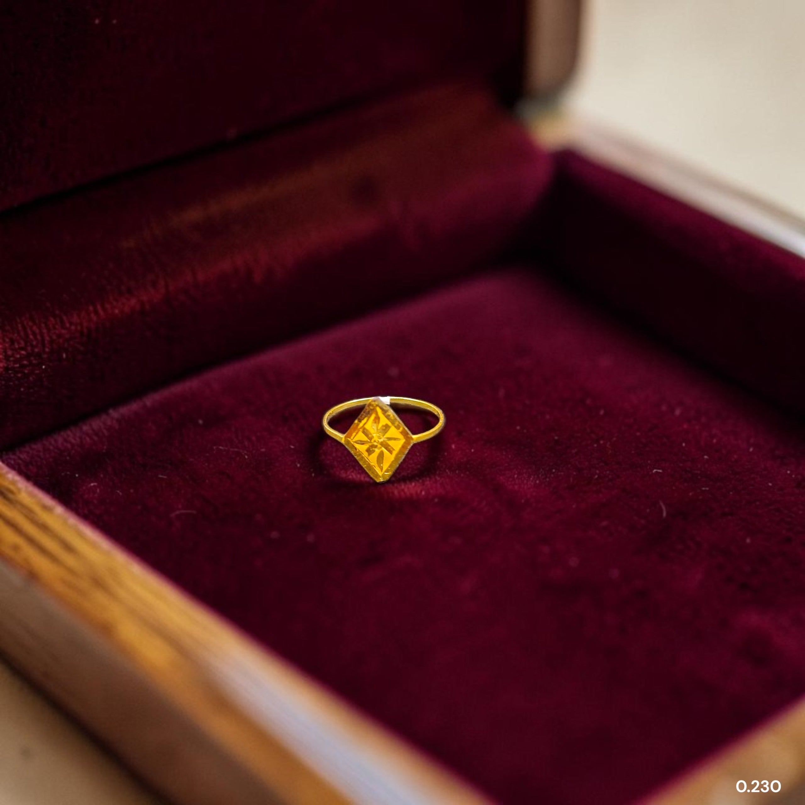 BABY JEWELLERY- TRJ WGT: 0.230 GM APPROX 22KT HUID HALLMARK GOLD BABY FINGER RING 1 PIECE FOR RICE CEREMONY & BIRTHDAY.