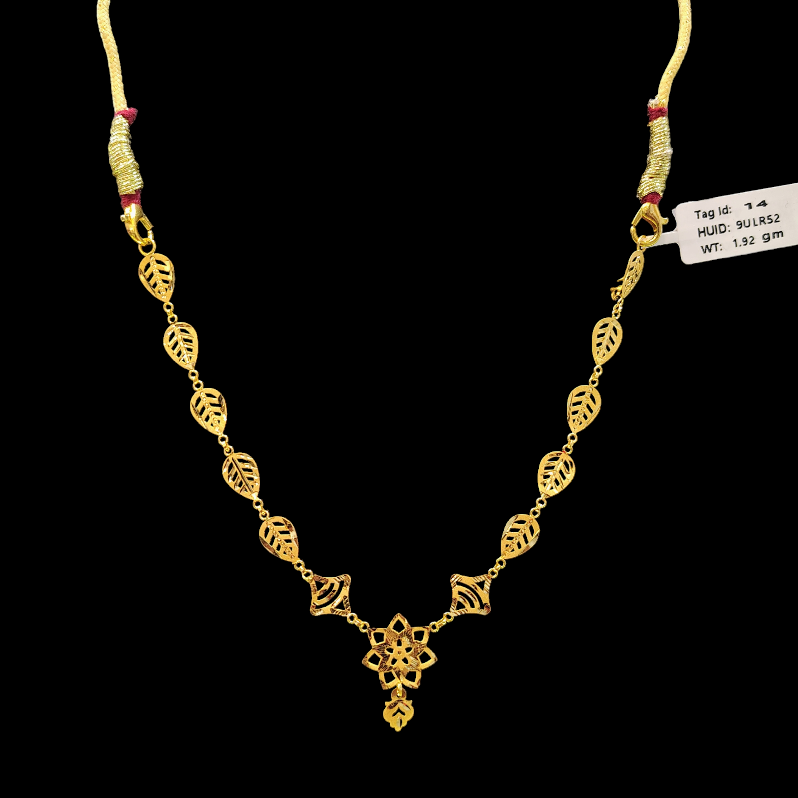 GOLD CHOKER NECKLACE- WGT: 1.920 BIS CERTIFIED HUID HALLMARK 916 22KT GOLD NECKLACE 1 PIECE WITH FREE ADJUSTABLE TASSEL FOR WOMEN.