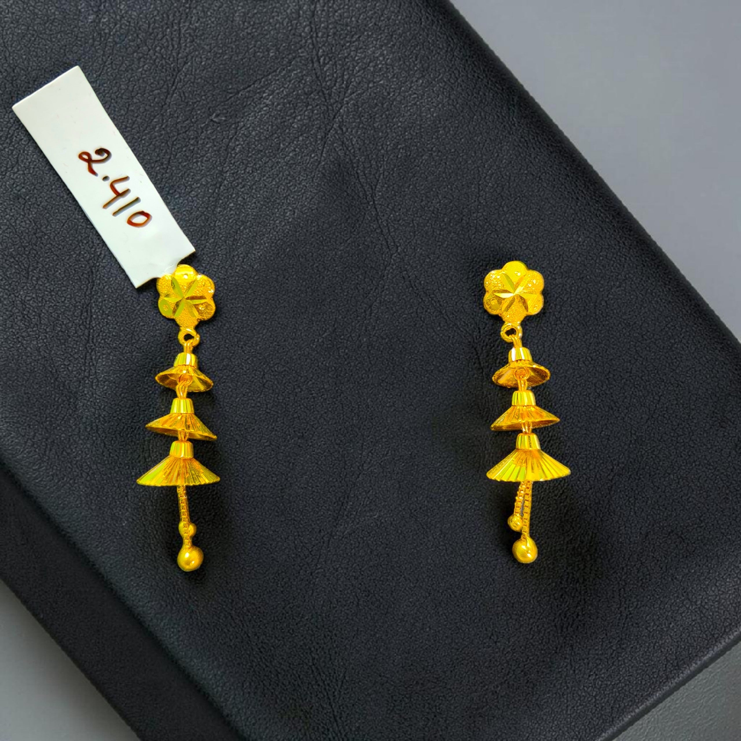 GOLD EARRINGS- (WGT: 2.410 GM APPROX) BIS CERTIFIED HUID HALLMARK 9KT GOLD EARRINGS 1 PAIR FOR WOMEN (BEST FOR GIFT IN MARRIAGE).