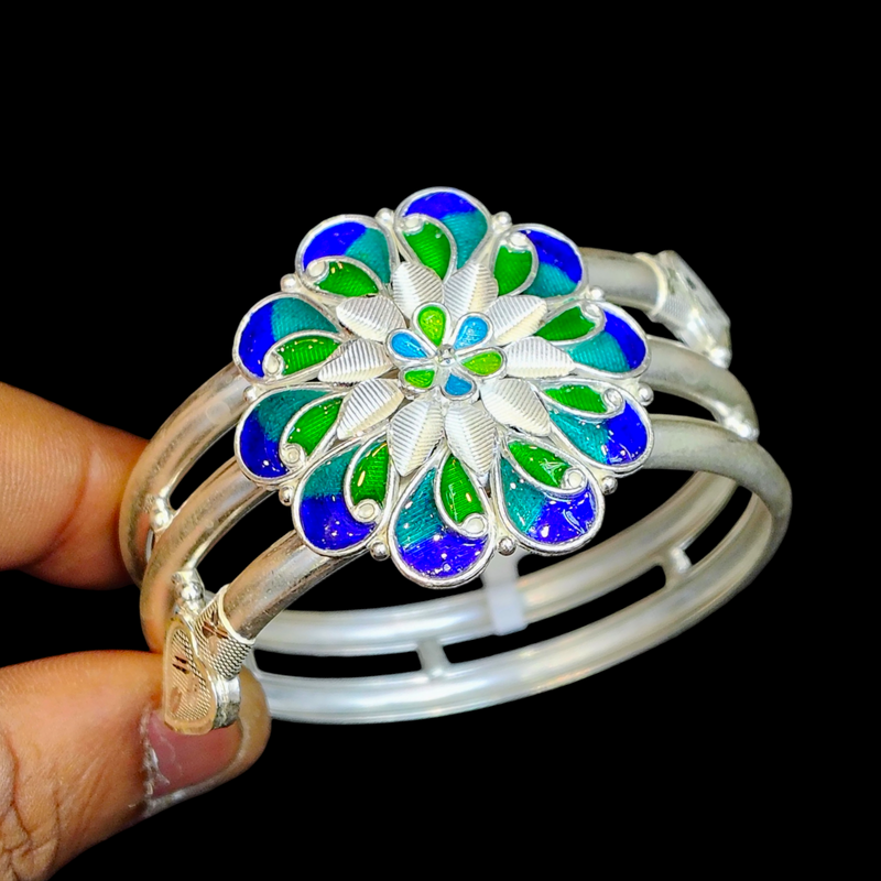 SILVER BANGLES- (SIZE 23) CERTIFIED BIS HALLMARK 925 SILVER (1.5 PATCH) BANGLE (MANIPUR DESIGN) APPROX WGT: 22.710 GM (1 PIECE) FOR REGULAR USE FOR WOMEN.