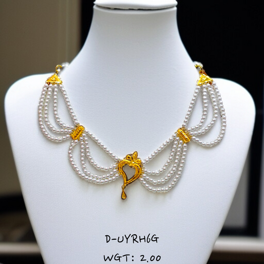 RAJLAXMI WGT: 2.00 GM APPROX HUID HALLMARK 22KT GOLD MOTI NECKLACE 1 PIECE WITH ADJUSTABLE TASSEL.