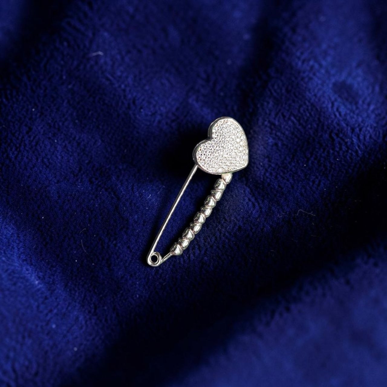 SILVER BROOCH- CERTIFIED BIS HALLMARK 925 SILVER BROOCH CEPTIPIN FOR SAREE 1 PIECE STUDDED WITH AMERICAN DIAMOND- (SOLD ON MRP) NON EXCHANGEABLE ITEM.