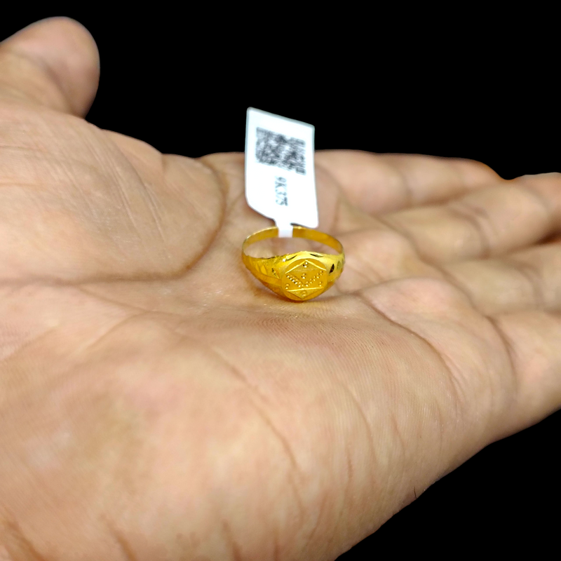 BABY JEWELLERY- TRJ WGT: 0.420 GM APPROX 375 9KT HUID HALLMARK GOLD BABY FINGER RING 1 PIECE FOR RICE CEREMONY & BIRTHDAY.