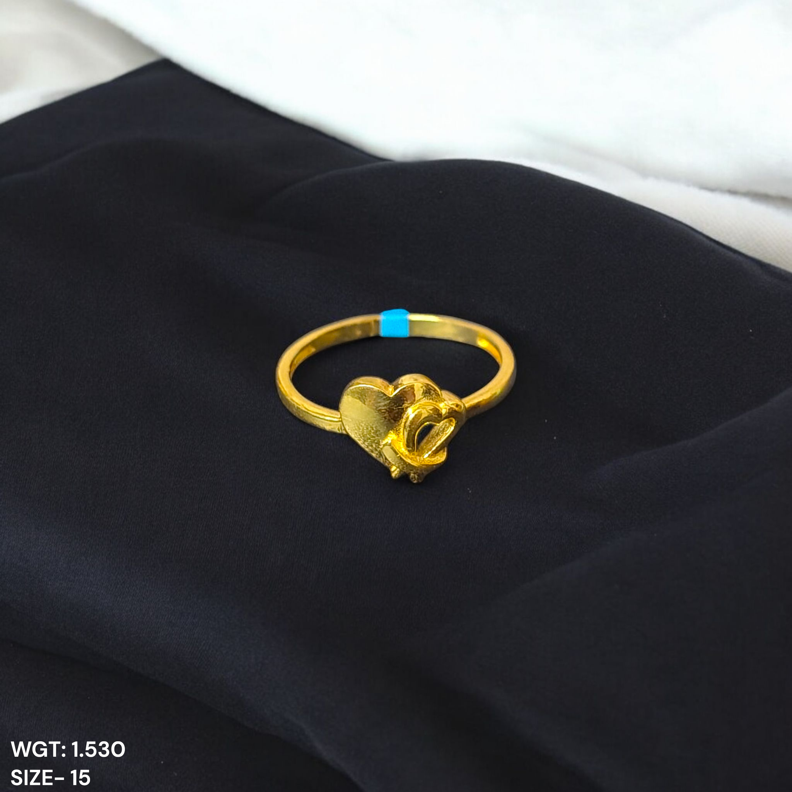 (GLFR9) TRJ (SIZE: 15) WGT: 1.530 GM APPROX BIS CERTIFIED HUID HALLMARK 9KT GOLD FINGER RING FOR WOMEN 1 PIECE FOR REGULAR USE.