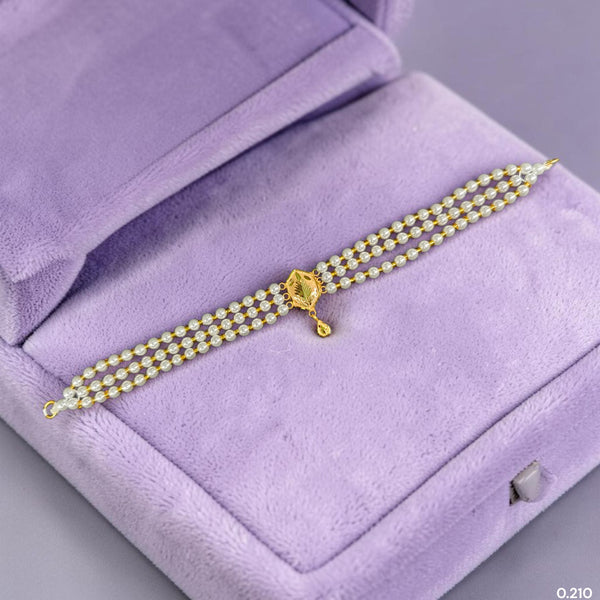 GMC9K- (QQV1QM)-(WGT: 0.210 GM APPROX) BIS CERTIFIED HUID HALLMARK 375 9KT GOLD MOTI CHOKER 1 PIECE WITH ADJUSTABLE TASSEL FOR GIFT IN MARRIAGE.