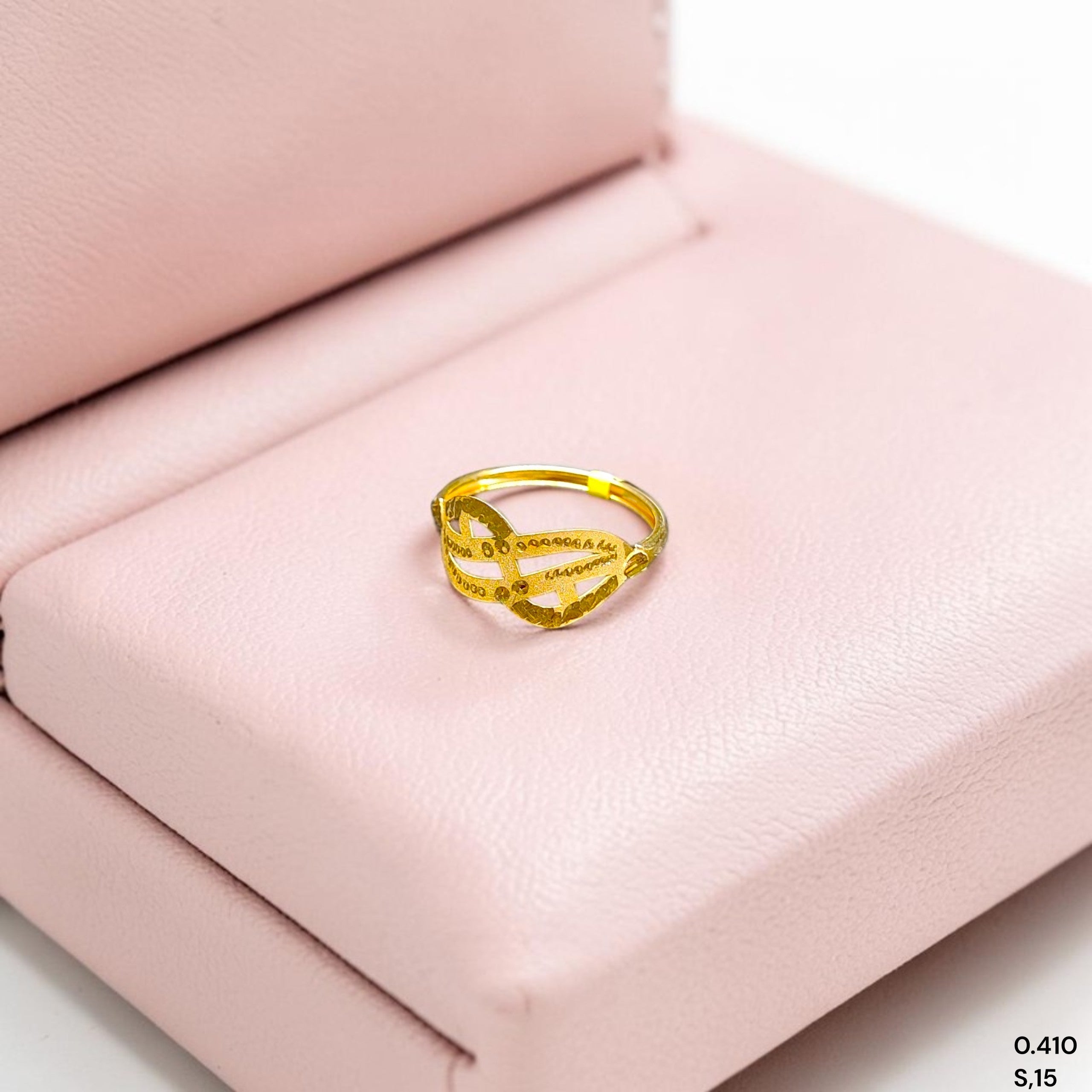 LADIES RING- (SIZE: 15) WGT: 0.410 GM APPROX BIS CERTIFIED HUID HALLMARK 9KT GOLD FINGER RING FOR WOMEN 1 PIECE. (H6LV7L)