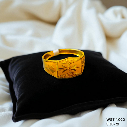 SIZE:21 (WGT: 1.020 GRAM APPROX) BIS CERTIFIED HUID HALLMARK 916 22KT GOLD GENTS FINGER RING FOR MENS 1 PIECE.