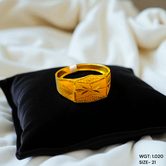 SIZE:21 (WGT: 1.020 GRAM APPROX) BIS CERTIFIED HUID HALLMARK 916 22KT GOLD GENTS FINGER RING FOR MENS 1 PIECE.