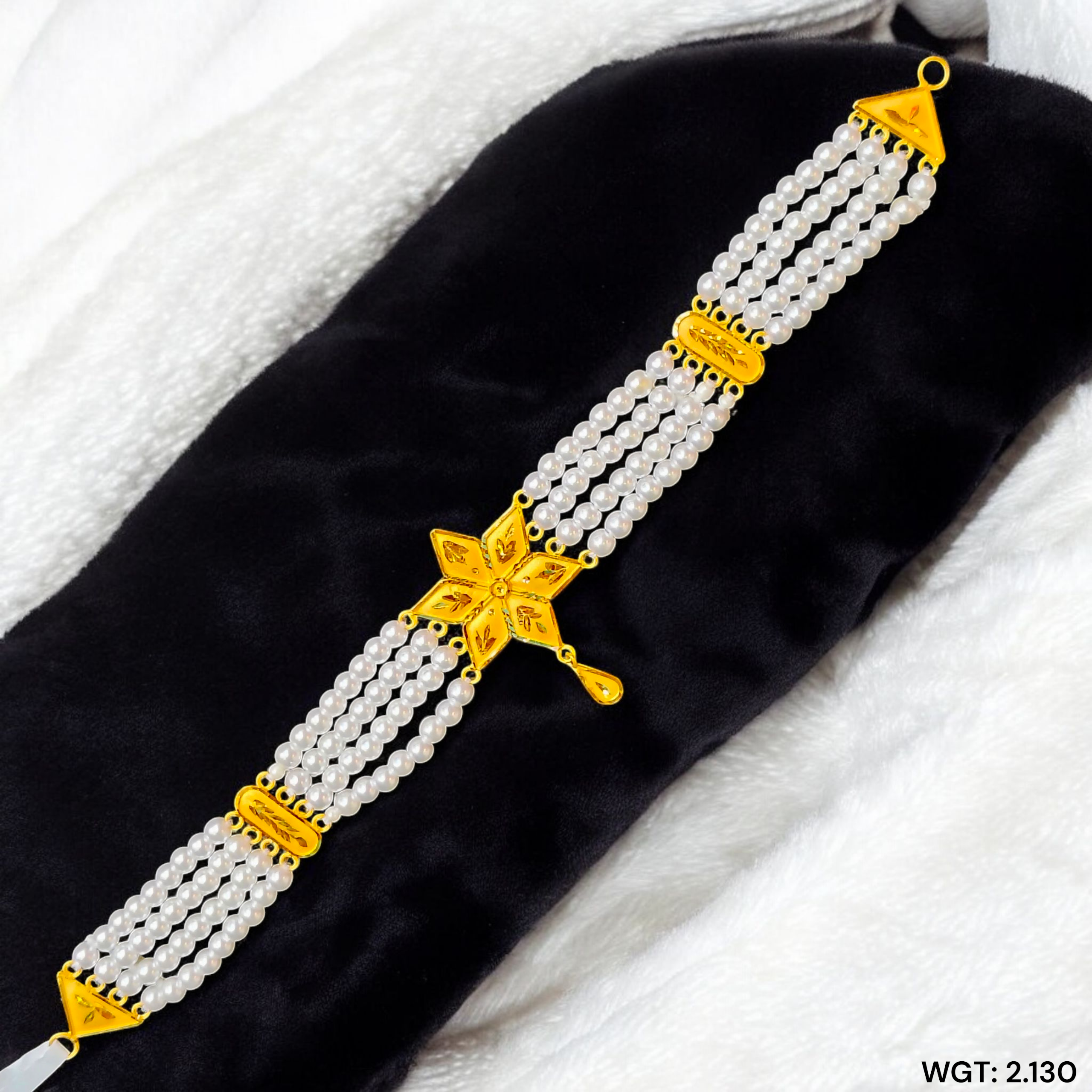 (GMC) CERTIFIED BIS HUID HALLMARK 916 22KT GOLD MOTI CHOKER 1 PIECE (WGT:2.130 GM) WITH ADJUSTABLE TASSEL FOR GIFT IN MARRIAGE.