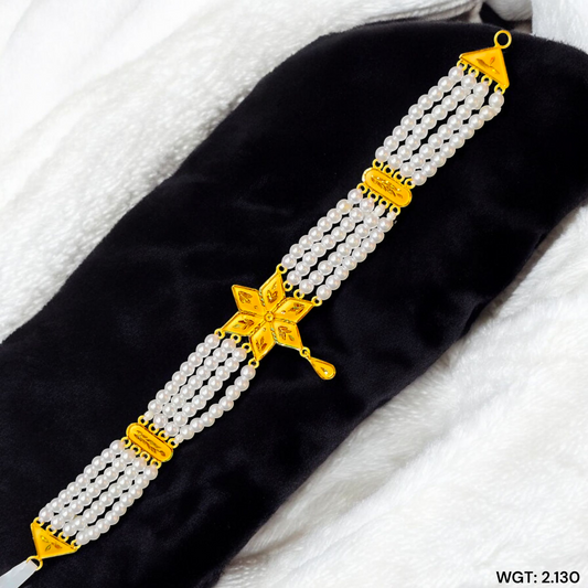 CERTIFIED BIS HUID HALLMARK 916 22KT GOLD MOTI CHOKER 1 PIECE (WGT:2.130 GM) WITH ADJUSTABLE TASSEL FOR GIFT IN MARRIAGE.