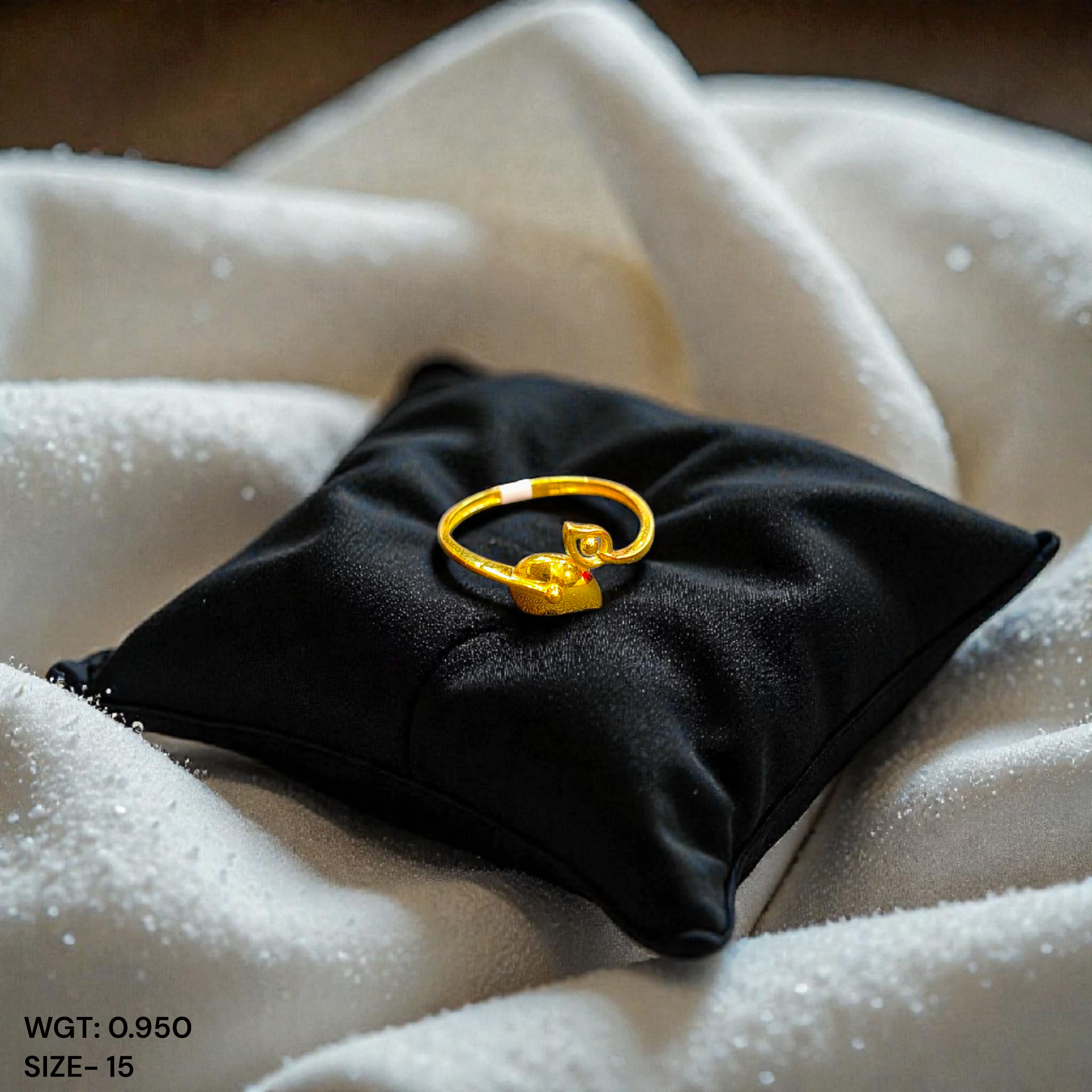 (GLFR9) TRJ (SIZE: 15) WGT: 0.950 GM APPROX BIS CERTIFIED HUID HALLMARK 9KT GOLD FINGER RING FOR WOMEN 1 PIECE FOR REGULAR USE.