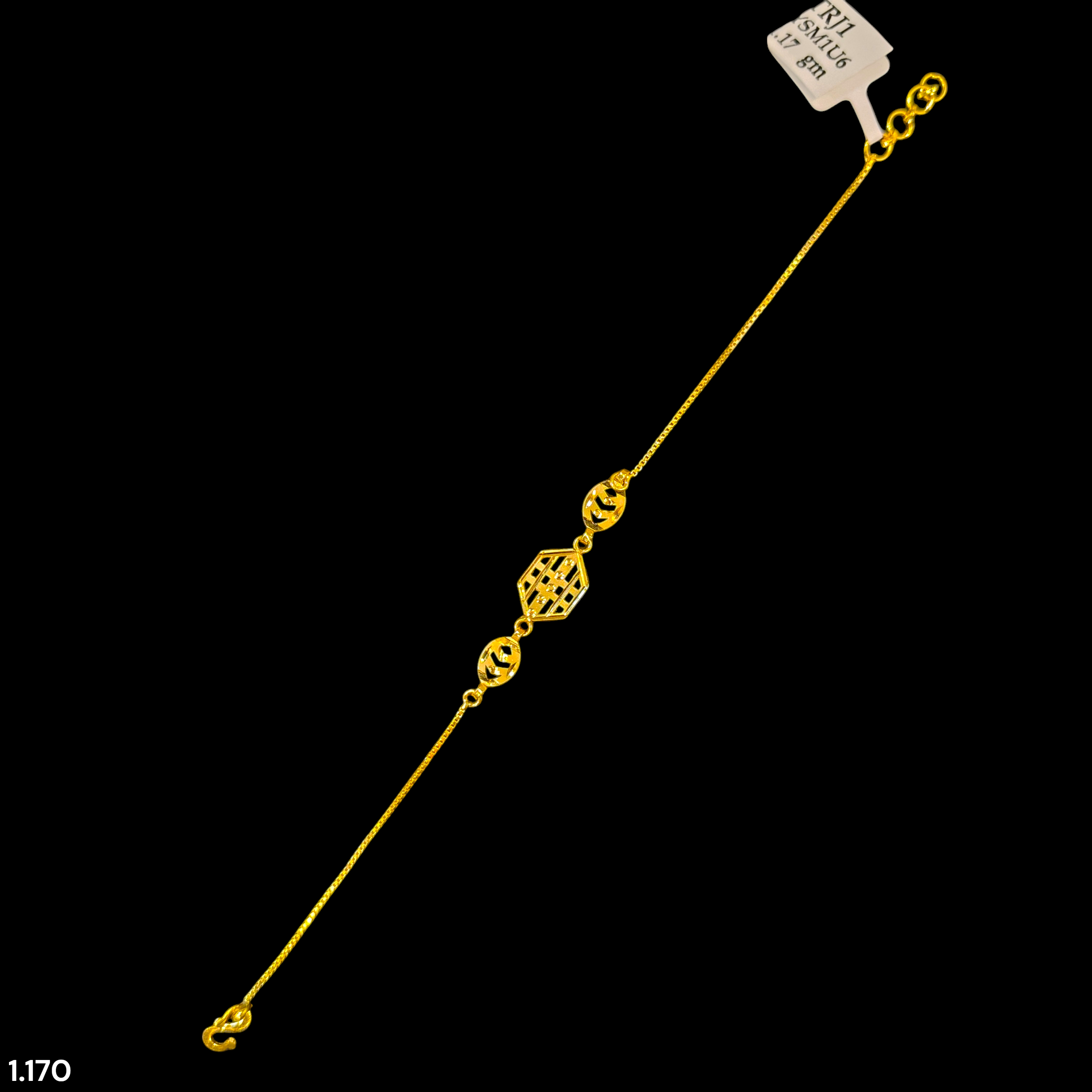 GOLD WRISTLET- BIS CERTIFIED HUID HALLMARK 375 9KT GOLD WRISTLET APPROX WGT: 1.170 FOR WOMEN.