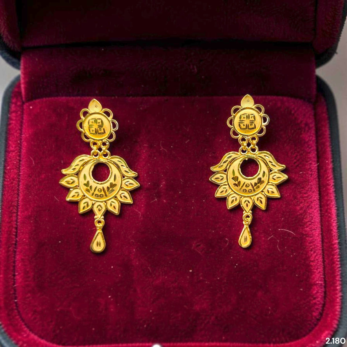 GOLD EARRINGS- (WGT: 2.180 GM APPROX) BIS CERTIFIED HUID HALLMARK 9KT GOLD EARRINGS 1 PAIR FOR WOMEN (BEST FOR GIFT IN MARRIAGE). (WVCNDC)-(1LMNFR)