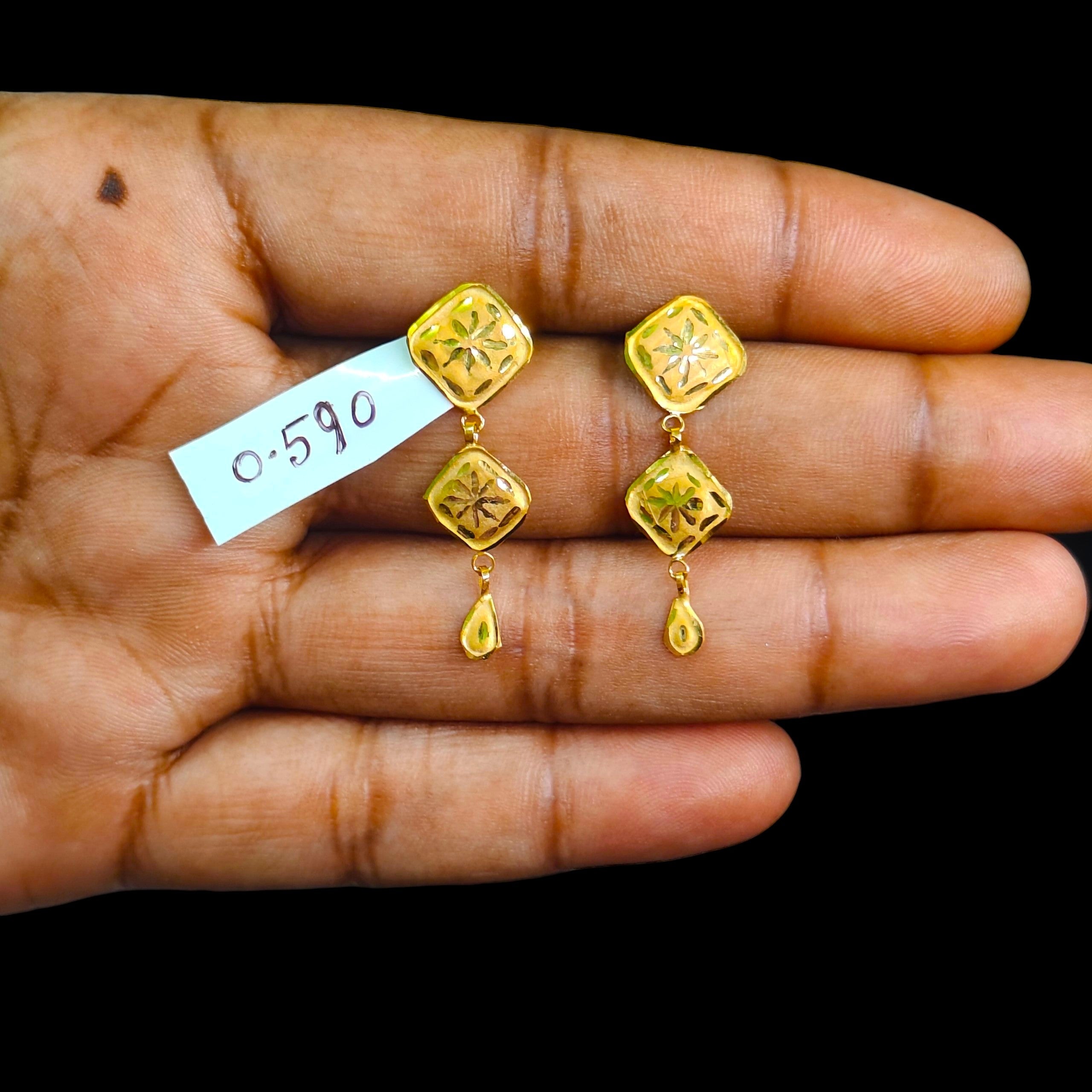 GOLD EARRINGS- WGT: 0.590 GM APPROX BIS CERTIFIED HUID HALLMARK 9KT GOLD EARRINGS 1 PAIR FOR WOMEN (BEST FOR GIFT IN MARRIAGE).