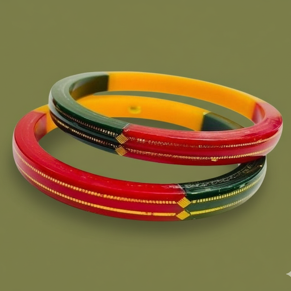 MULTI DOUBLE DEKKER HUID HALLMARK 22KT GOLD POLA BADHANO BANGLES FACEBOOK VIRAL POLA (LAMINATED) 1 PAIR APPROX. WGT: 0.200 GM (NON EXCHANGEABLE)