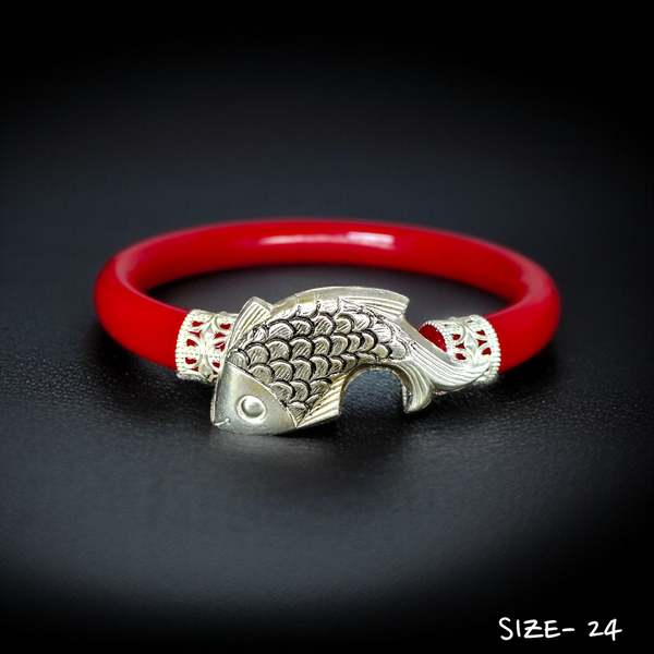 (SSP) (SIZE- 24) 925 ORIGINAL SILVER MUKH POLA BANGLES FOR WOMEN 1 PC - SOLD AS MRP BY RAJLAXMI.
