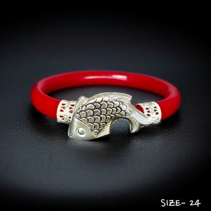 (SSP) (SIZE- 24) 925 ORIGINAL SILVER MUKH POLA BANGLES FOR WOMEN 1 PC - SOLD AS MRP BY RAJLAXMI.