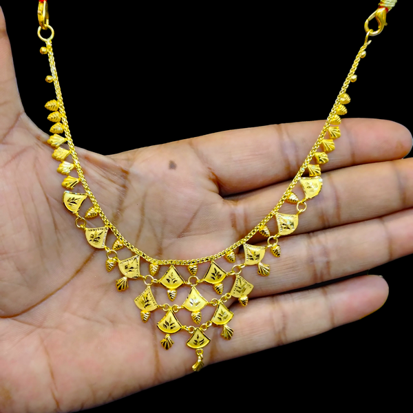 GOLD CHOKER NECKLACE- WGT: 6.810 BIS CERTIFIED HUID HALLMARK 916 22KT GOLD NECKLACE 1 PIECE WITH FREE ADJUSTABLE TASSEL FOR WOMEN.