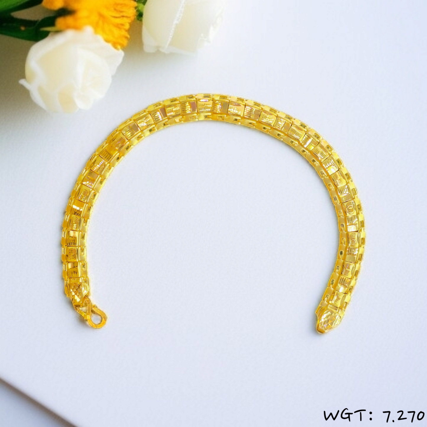 TRJ LILZKA 8" INCH WGT: 7.270 GM APPROX HUID HALLMARK 22KT GOLD WRISTLET 1 PIECE FOR UNISEX STYLE.