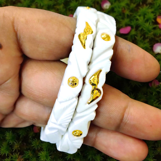 TRJ (SIZE: 28) WGT: 1.590 GM APPROX HUID HALLMARK 22KT GOLD SAKHA BANGLES 1 PAIR DESIGN FOR REGULAR USE.