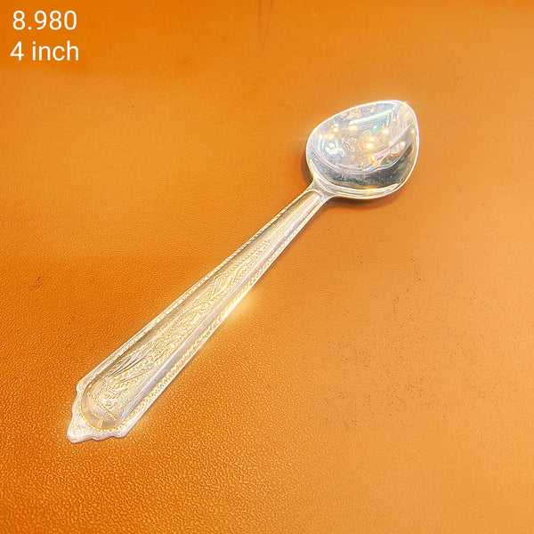 SILVER ITEMS- 4 INCH (WGT: 8.980 GM APPROX) 625 SILVER SPOON (CAMOCH) 1 PIECE FROM RICE CEREMONY TO BIRTHDAY FOR REGULAR USE.