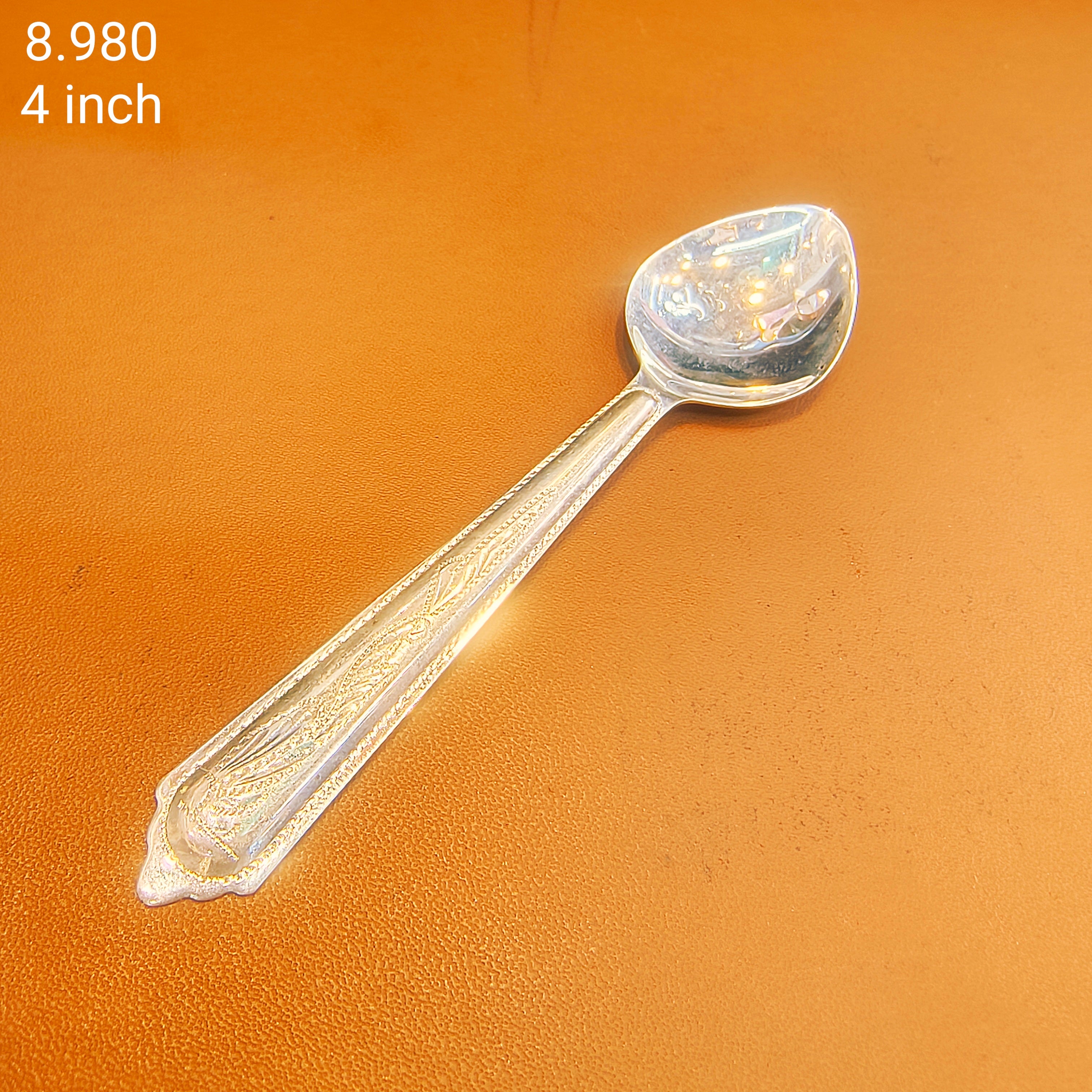 SILVER ITEMS- 4 INCH (WGT: 8.980 GM APPROX) 625 SILVER SPOON (CAMOCH) 1 PIECE FROM RICE CEREMONY TO BIRTHDAY FOR REGULAR USE.