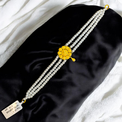 PEARL CHOKER- CERTIFIED BIS HUID HALLMARK 916 22KT GOLD MOTI CHOKER 1 PIECE (WGT:0.780 GM) WITH ADJUSTABLE TASSEL FOR GIFT IN MARRIAGE.