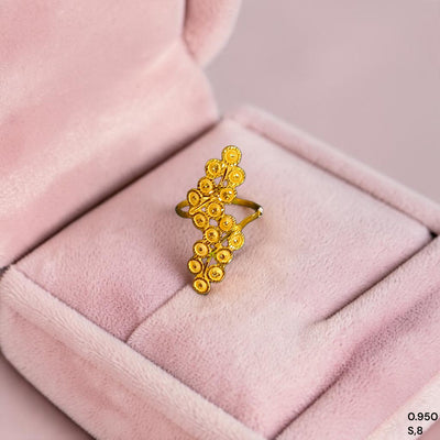 LADIES RING- (EB1ZSJ) (SIZE: 8) (WGT: 0.950 GM APPROX) BIS CERTIFIED HUID HALLMARK 9KT GOLD FINGER RING FOR WOMEN 1 PIECE