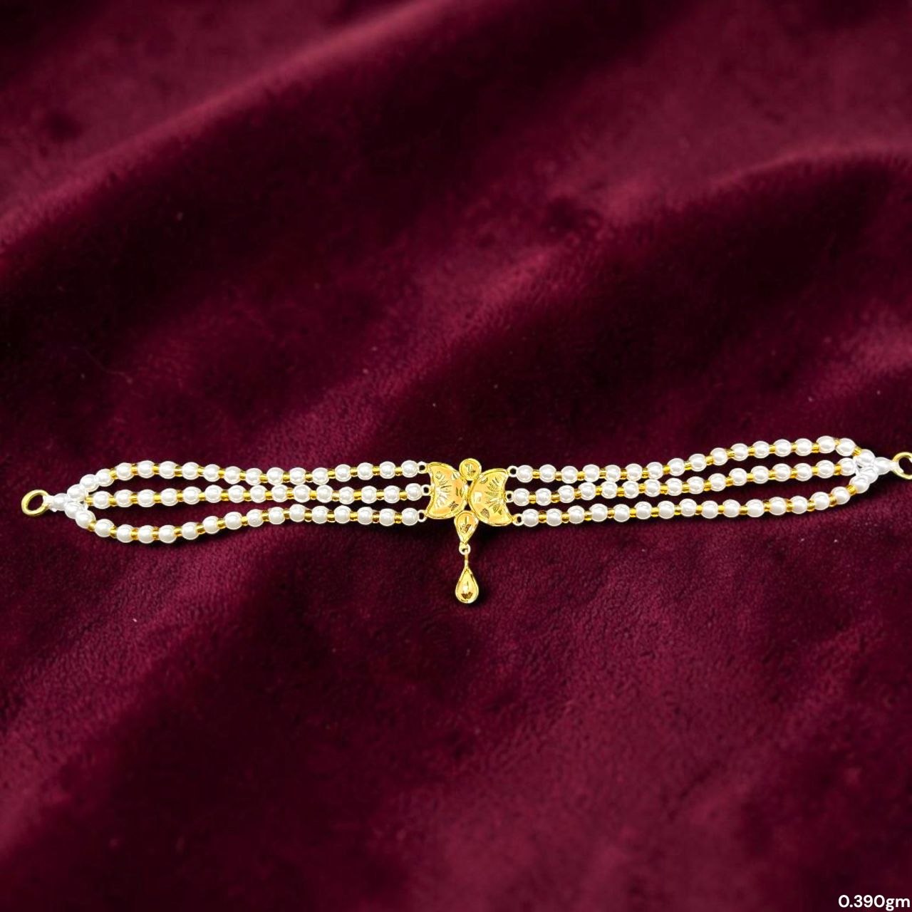 GOLD MOTI CHOKER- (WGT: 0.390 GM APPROX) BIS CERTIFIED HUID HALLMARK 375 9KT GOLD MOTI CHOKER 1 PIECE WITH ADJUSTABLE TASSEL FOR GIFT IN MARRIAGE.