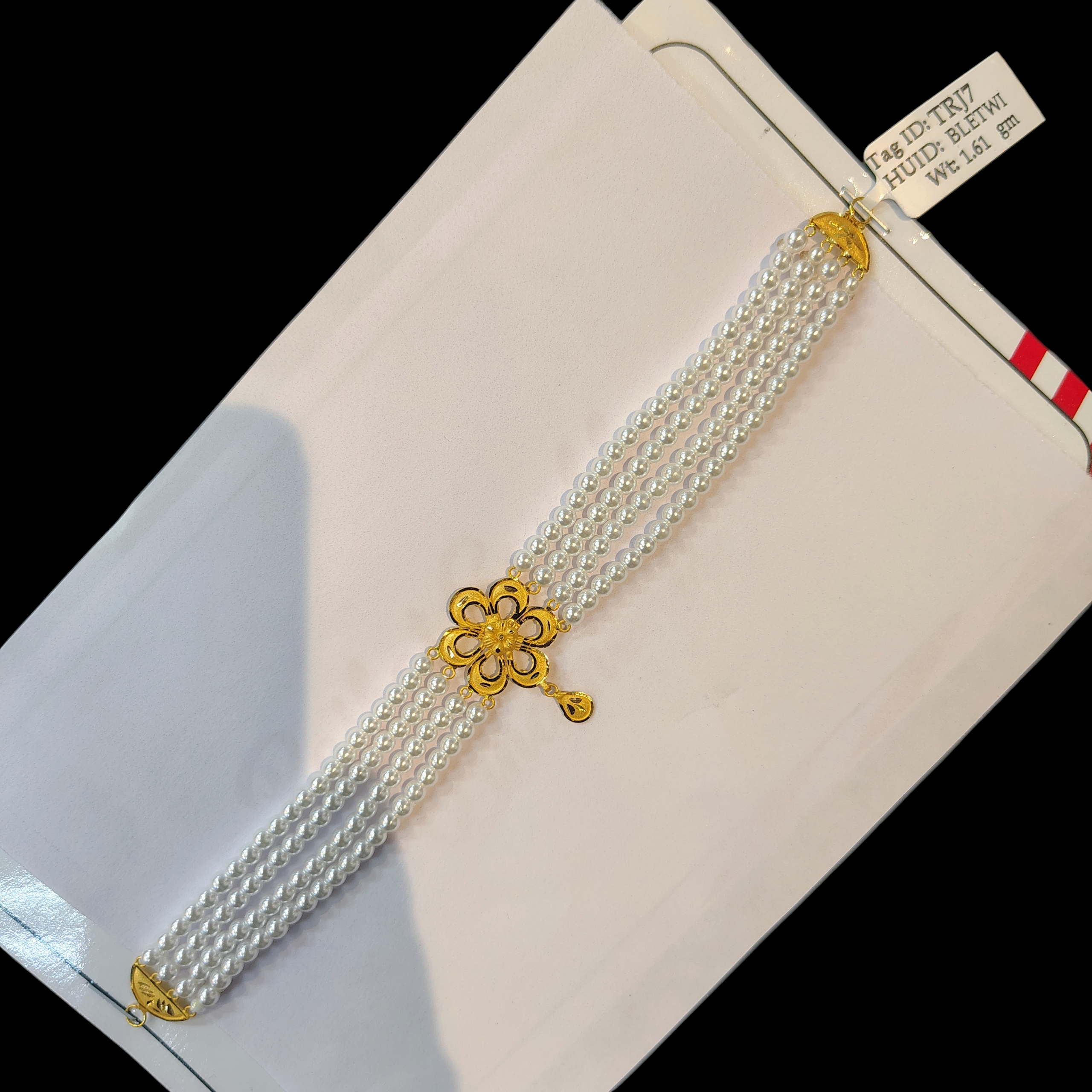 (GMC) CERTIFIED BIS HUID HALLMARK 916 22KT GOLD MOTI CHOKER 1 PIECE (WGT:1.610 GM) WITH ADJUSTABLE TASSEL FOR GIFT IN MARRIAGE.