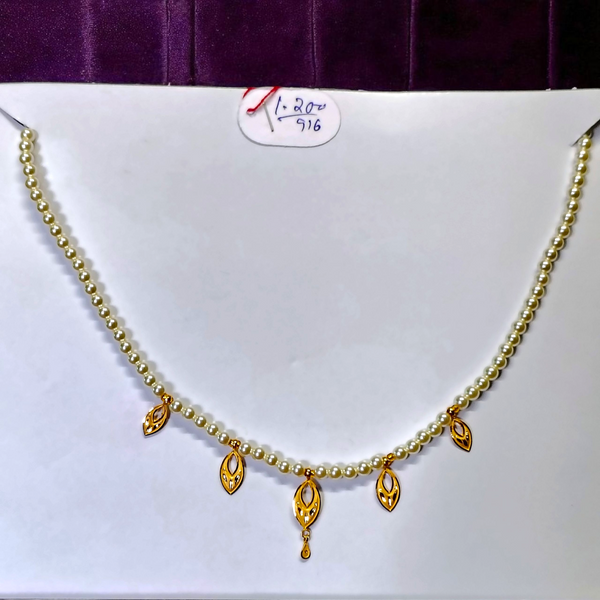RAJLAXMI WGT: 1.200 GM APPROX HUID HALLMARK 22KT GOLD MOTI SELIHAR 1 PIECE WITH ADJUSTABLE TASSEL.