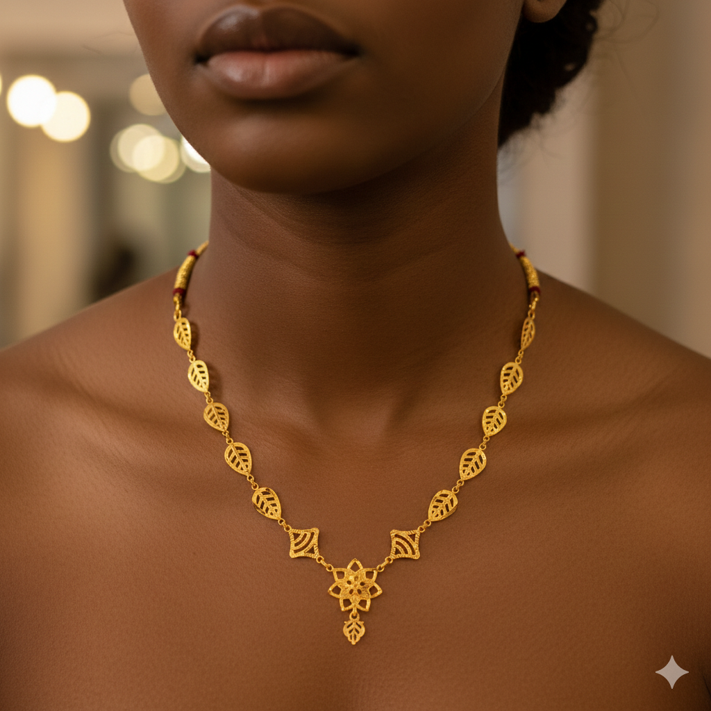 GOLD CHOKER NECKLACE- WGT: 1.920 BIS CERTIFIED HUID HALLMARK 916 22KT GOLD NECKLACE 1 PIECE WITH FREE ADJUSTABLE TASSEL FOR WOMEN.