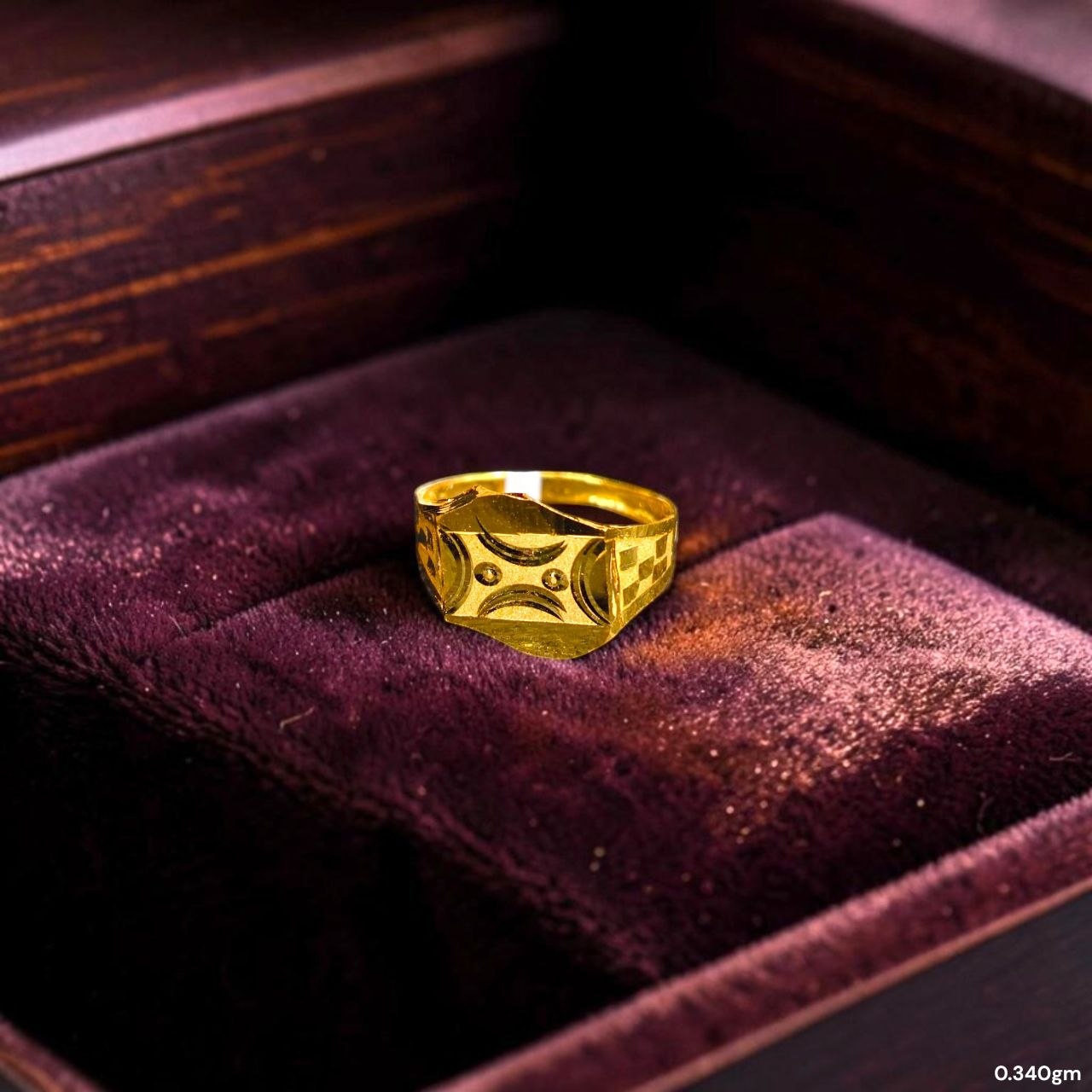 BABY JEWELLERY- TRJ WGT: 0.340 GM APPROX 375 9KT HUID HALLMARK GOLD BABY FINGER RING 1 PIECE FOR RICE CEREMONY & BIRTHDAY.(XA8CT7)
