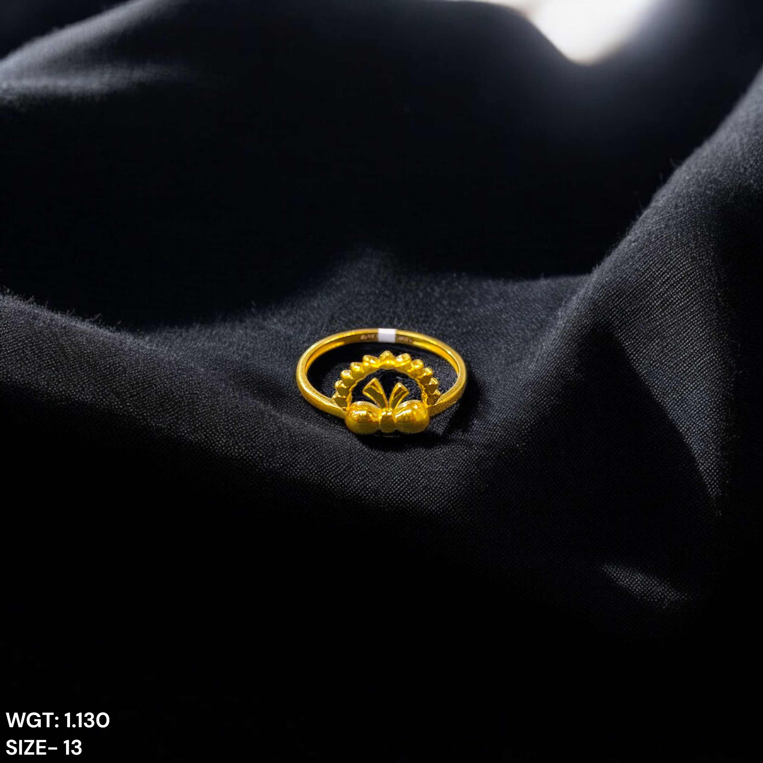 (GLFR9) TRJ (SIZE: 13) WGT: 1.130 GM APPROX BIS CERTIFIED HUID HALLMARK 9KT GOLD FINGER RING FOR WOMEN 1 PIECE FOR REGULAR USE.