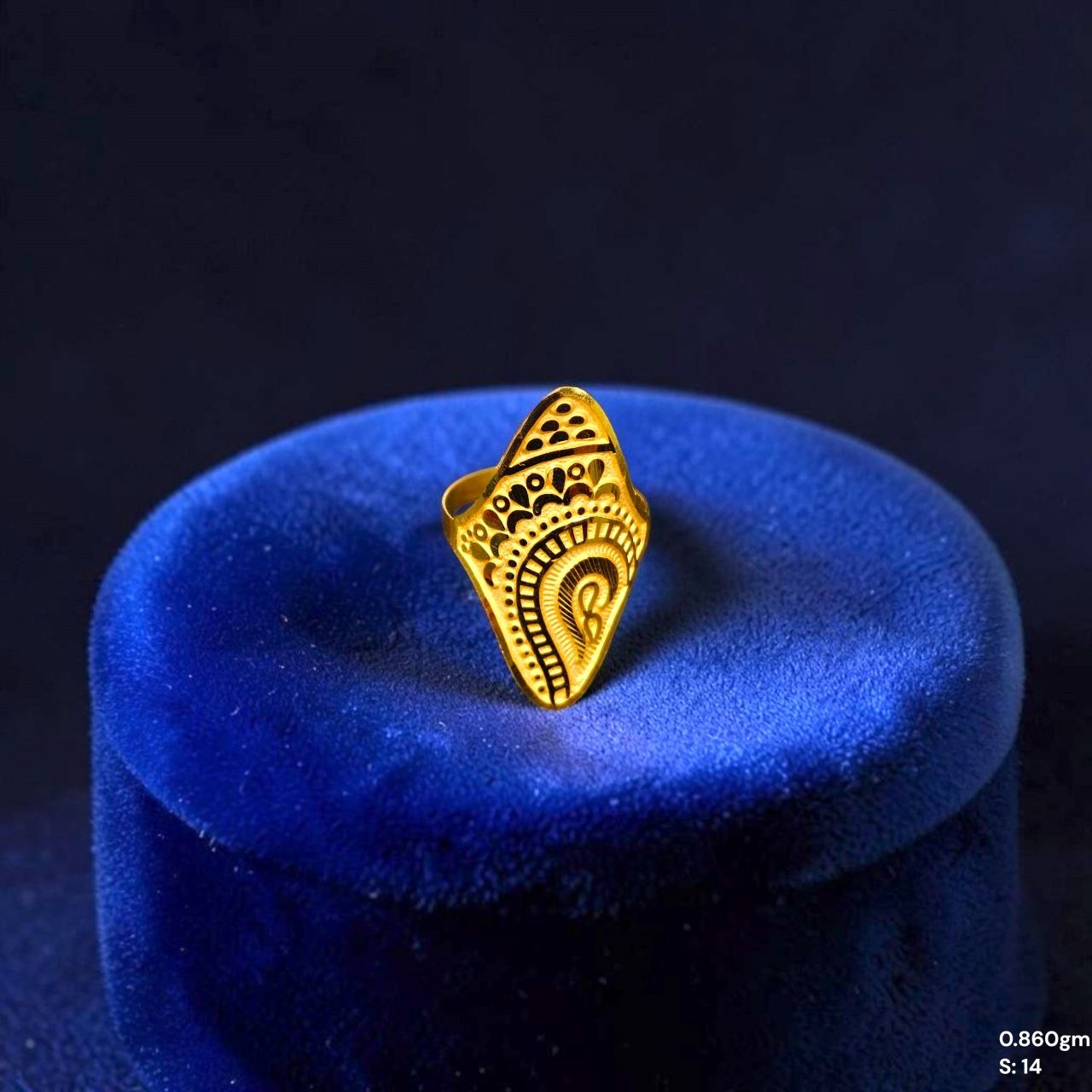 LADIES RING- (SIZE: 14) WGT: 0.860 GM APPROX BIS CERTIFIED HUID HALLMARK 9KT GOLD FINGER RING FOR WOMEN 1 PIECE