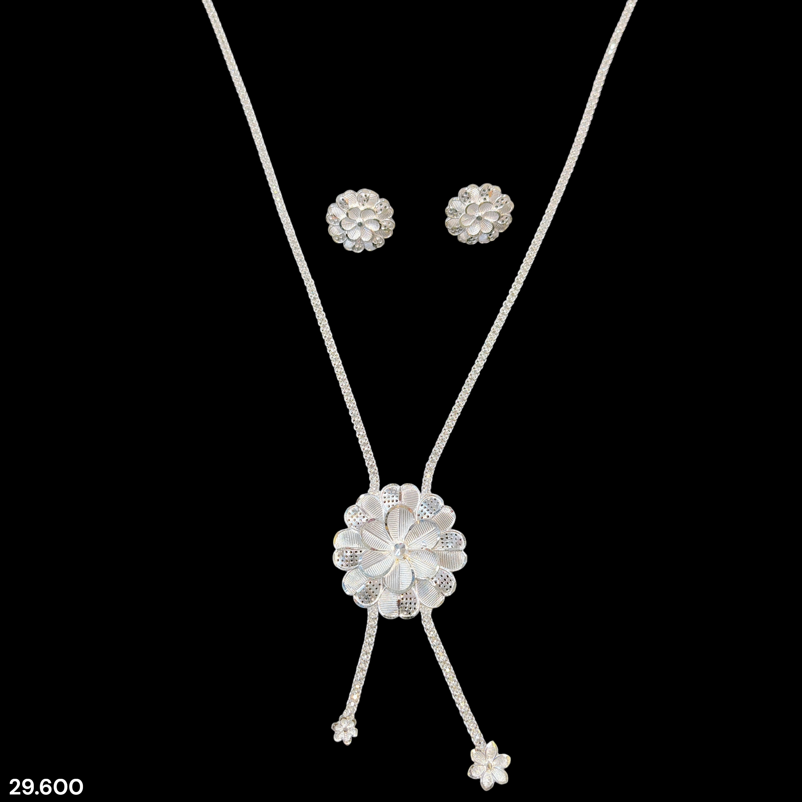 SILVER NECKLACE- CERTIFIED HALLMARK 925 SILVER TYE CHAIN 1 PIECE WITH EARRINGS APPROX WGT: 29.600 GM FOR BEAUTIFUL WOMEN.
