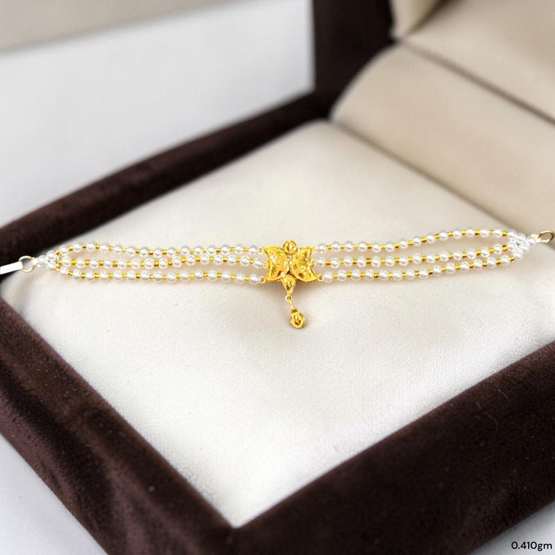 GMC9K- (WGT: 0.410 GM APPROX) BIS CERTIFIED HUID HALLMARK 375 9KT GOLD MOTI CHOKER 1 PIECE WITH ADJUSTABLE TASSEL FOR GIFT IN MARRIAGE.