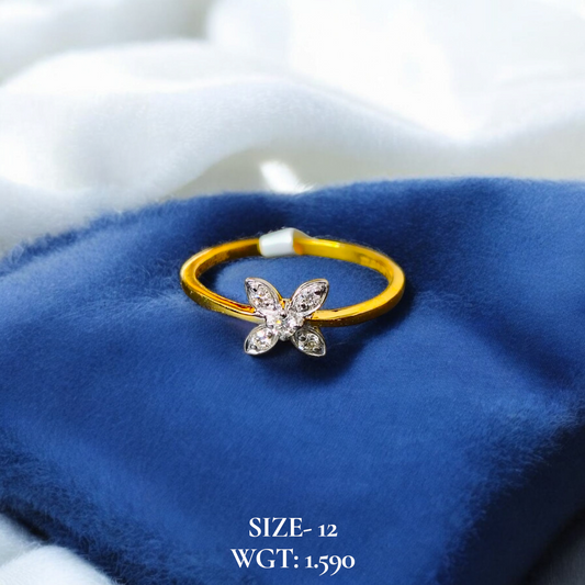 RAJLAXMI DIAMOND JEWELLERY (SIZE:12) - WGT: 1.590 GM - NATURAL DIAMOND (0.09 CENT) HUID HALLMARK 18KT DIAMOND FINGER RING FOR WOMEN WITH CERTIFICATE OF AUTHENTICITY BY ZORBA (DESIGN NO: LRAP3754).