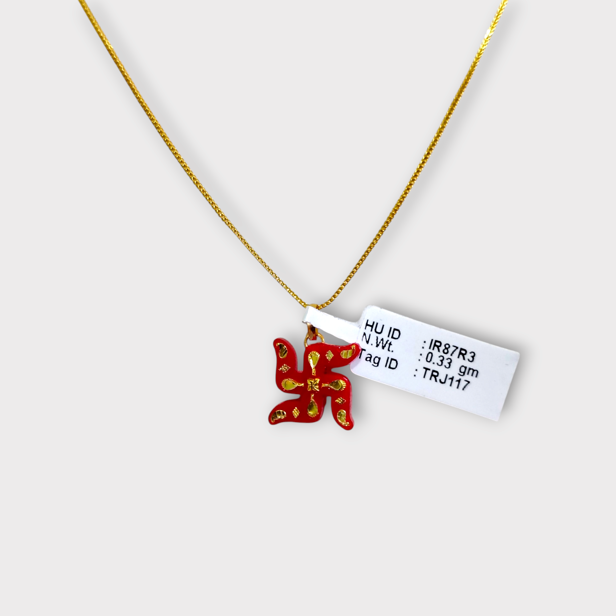 (GPL) CERTIFIED BIS HUID HALLMARK 916 22KT GOLD POLA PENDANT LOCKET (WGT: 0.330 GM APPROX) 1 PIECE WITH ADJUSTABLE TASSEL (CHAIN NOT INCLUDED)