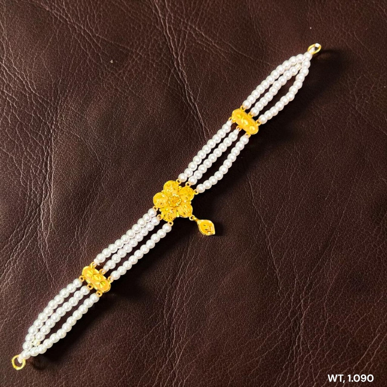 GOLD MOTI CHOKER- (WGT: 1.090 GM APPROX) BIS CERTIFIED HUID HALLMARK 375 9KT GOLD MOTI CHOKER 1 PIECE WITH ADJUSTABLE TASSEL FOR GIFT IN MARRIAGE.
