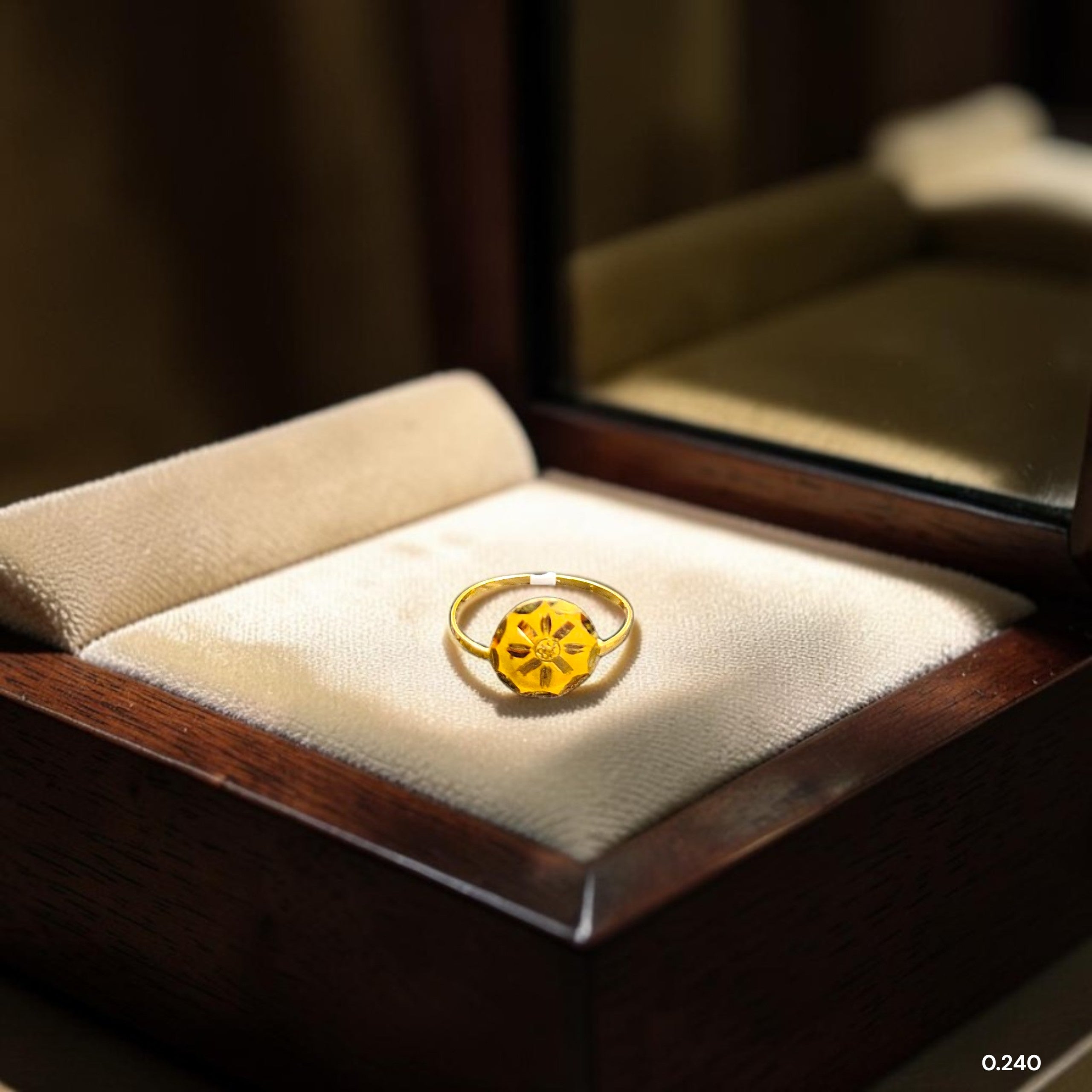 BABY JEWELLERY- TRJ WGT: 0.240 GM APPROX 22KT HUID HALLMARK GOLD BABY FINGER RING 1 PIECE FOR RICE CEREMONY & BIRTHDAY.