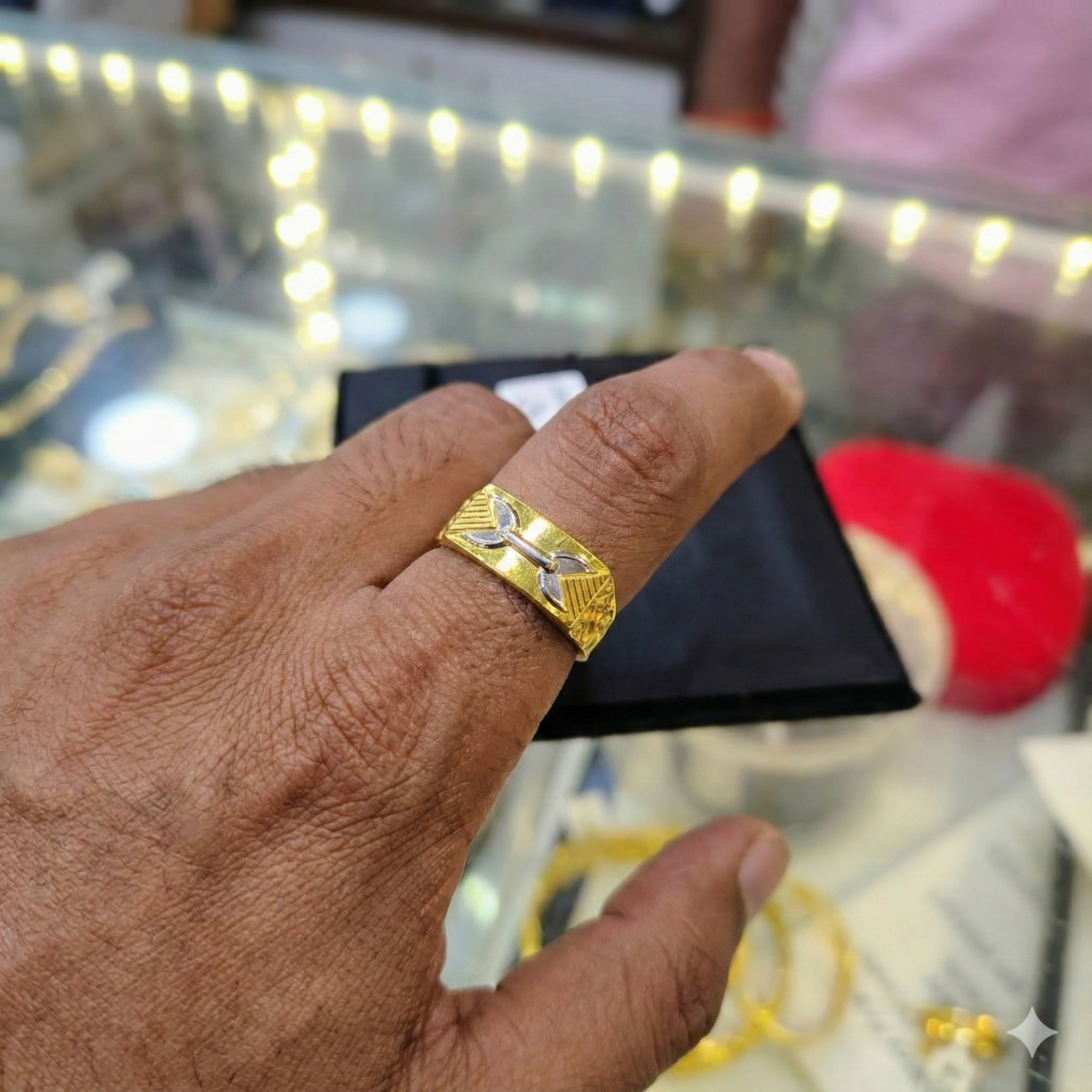 (GGFR9) TRJ (SIZE: 21) WGT: 2.030 GM APPROX BIS CERTIFIED HUID HALLMARK 9KT GOLD FINGER RING FOR MEN 1 PIECE FOR REGULAR USE.