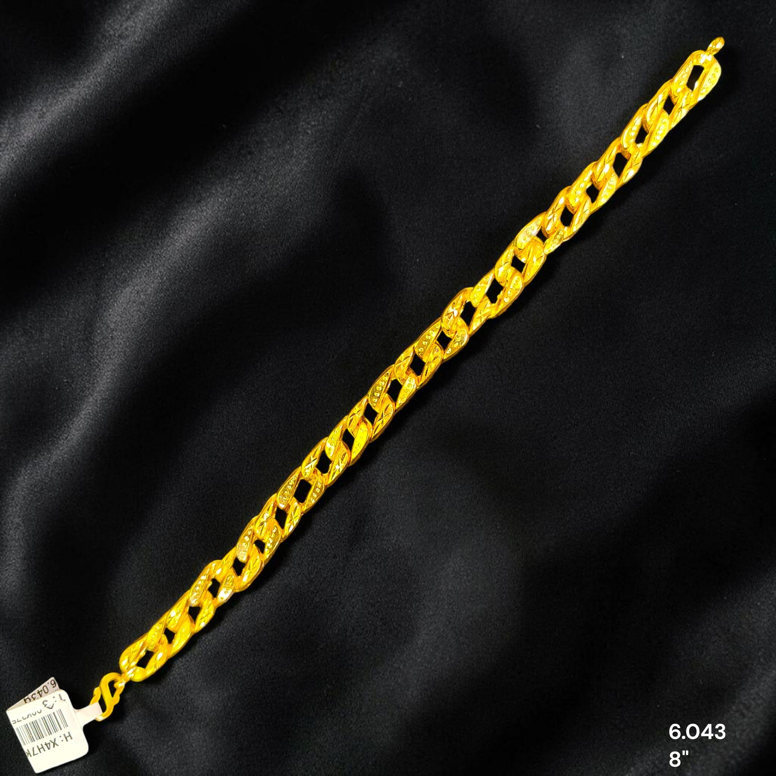 GOLD WRISTLET- 8" (WGT: 6.043 GM APPROX) BIS CERTIFIED HUID HALLMARK 375 9KT GOLD WRISTLET FOR GENTS.
