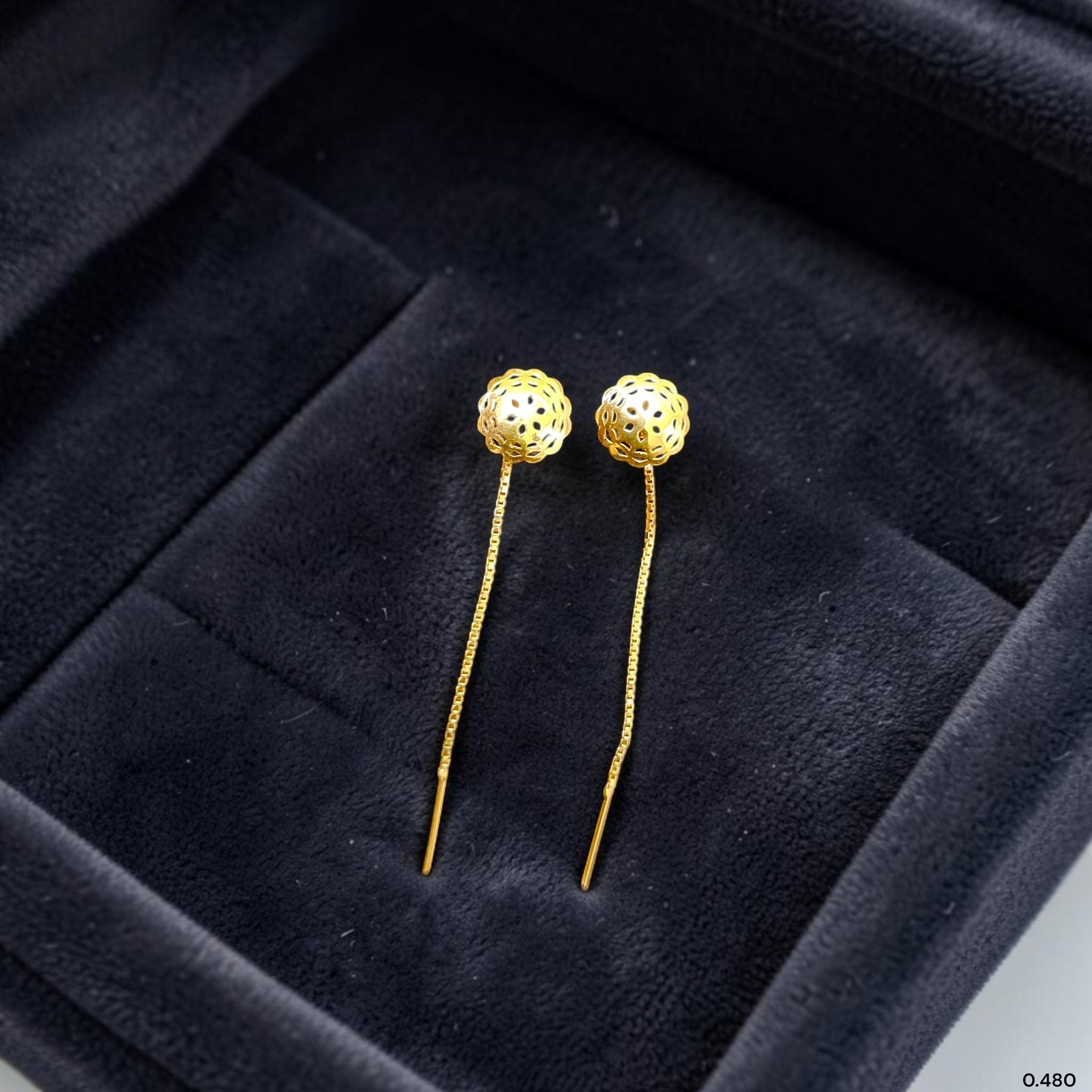 GOLD SUIDHAGA- (WGT: 0.480 GM APPROX) BIS CERTIFIED HUID HALLMARK 9KT GOLD SUIDHAGA EARRINGS (1 PAIR) FOR WOMEN.